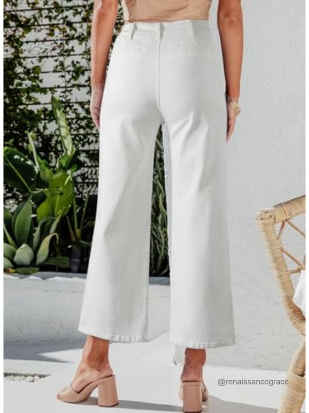 Wide Leg High Waisted Jeans Stretch Cotton Casual Button Front Pockets
